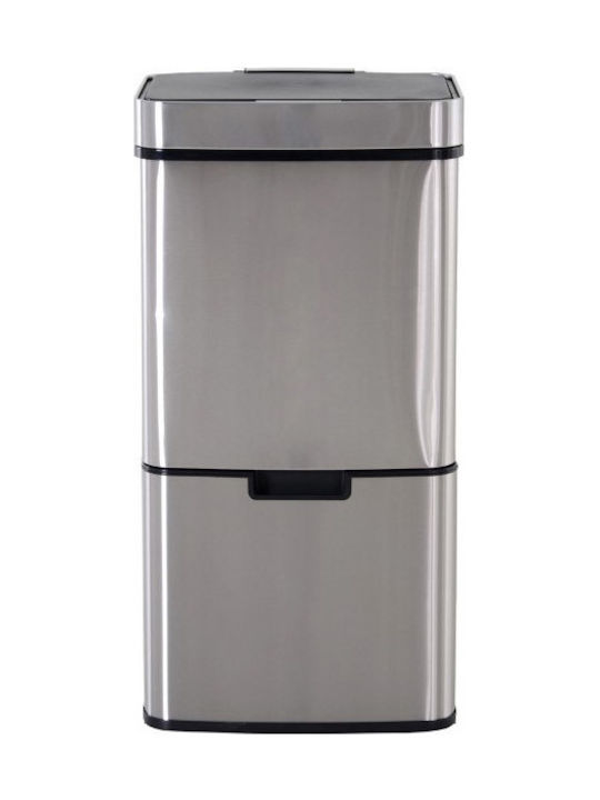 HomCom Waste Bin Recycling made of Stainless Steel with Photocell Silver 72lt 1pcs