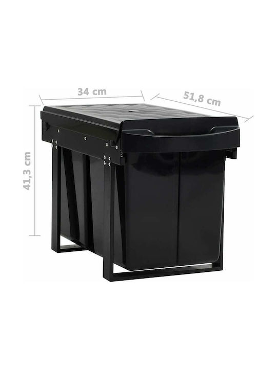 vidaXL Soft Close Waste Bin Recycling Plastic for Cabinet Black 48lt 1pcs