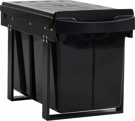 vidaXL Soft Close Recycling Waste Bin For Cabinet Plastic Black 48lt