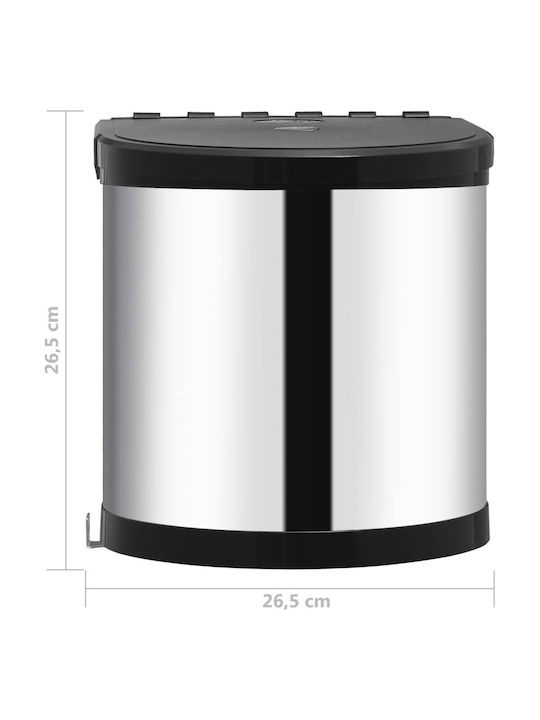 vidaXL Waste Bin Waste made of Stainless Steel for Cabinet Silver 8lt 1pcs