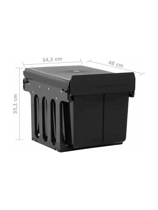 vidaXL Soft Close Waste Bin Recycling Plastic for Cabinet Black 48lt 1pcs