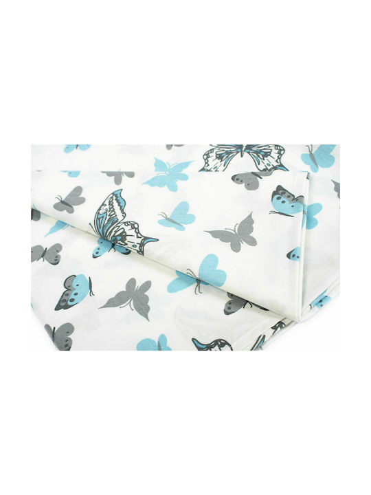 Dimcol Butterfly Baby Sheets Set Crib Cotton Blue 120x160cm 3pcs 1914617607205682