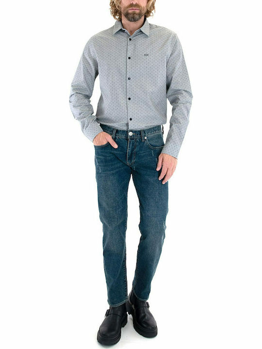 Long-sleeved Cotton Shirt Polka Dot Gray