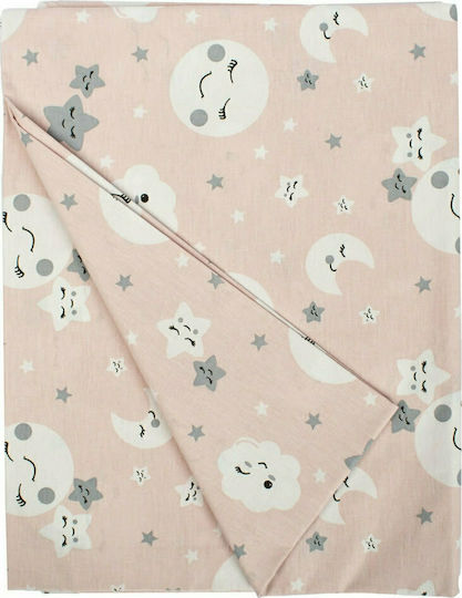 Dimcol Smile Бебешки Чаршаф За Количка Памук с Ластик Коралов 70x140бр