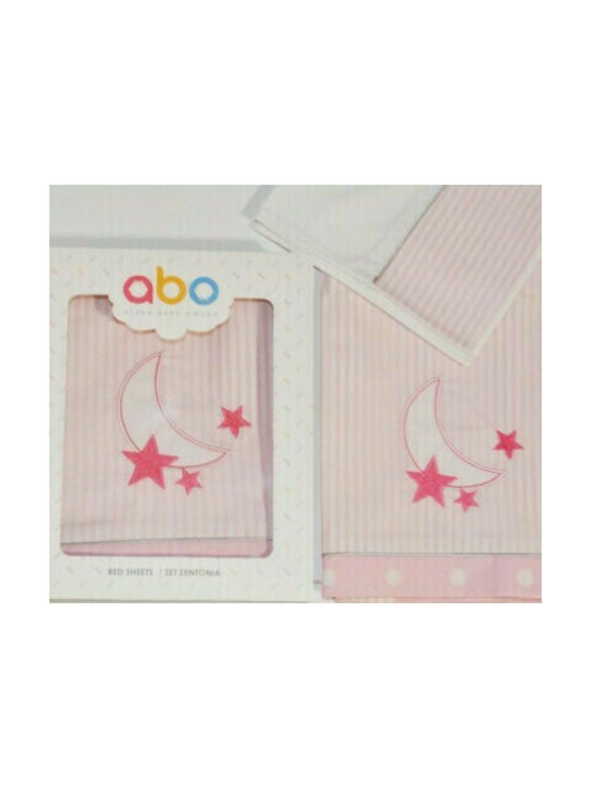 abo Carousel Set Baby Bettlaken Für Krippe Baumwolle Angepasst Rosa 70x140cm 3Stück