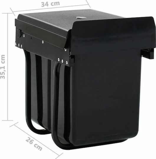 vidaXL Coș De Gunoi Soft Close Pentru Dulap Din Plastic Negru 20lt