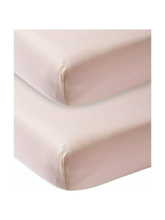 Meyco Jersey Baby Sheets Set Crib Flannel Fitted Light Pink 70x140cm 565202