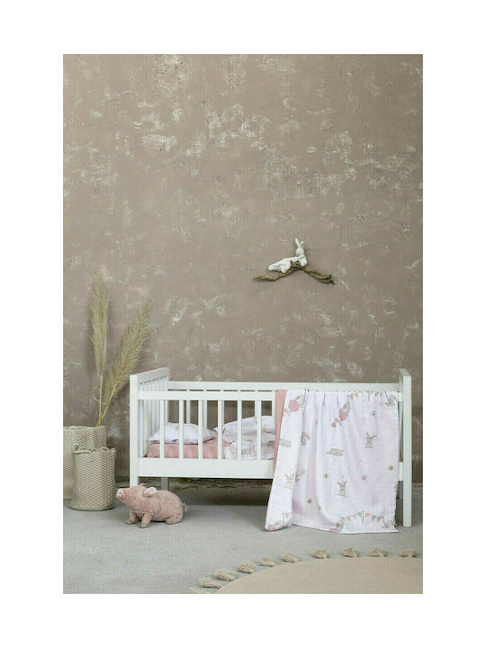 Nima Bunny Love Baby Sheets Set Crib Cotton Pink 120x170cm 3pcs