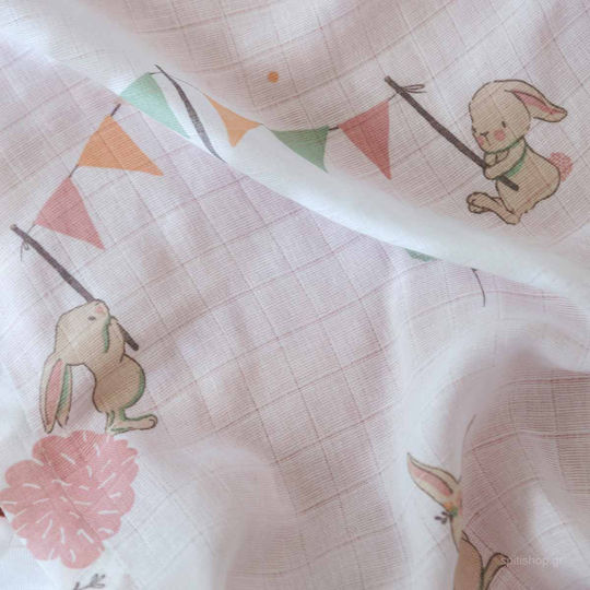 Nima Σετ Βρεφικά Σεντόνια Κούνιας Βαμβακερά Bunny Love Ροζ 120x170εκ. 3τμχ