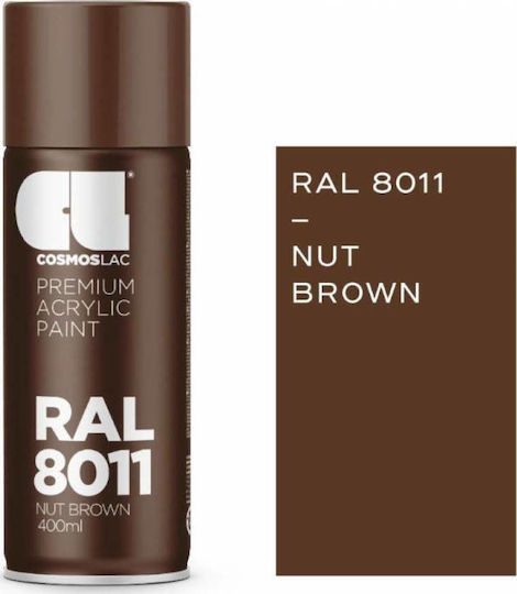 Cosmos Lac Σπρέι Βαφής Premium Acrylic με Γυαλιστερό Εφέ Nut Brown RAL 8011 400ml