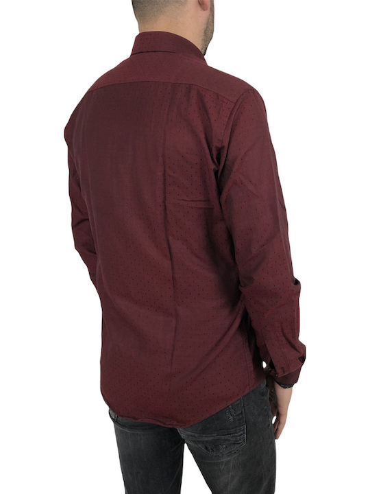 Canadian Country Men's Shirt Long Sleeve Cotton Burgundy