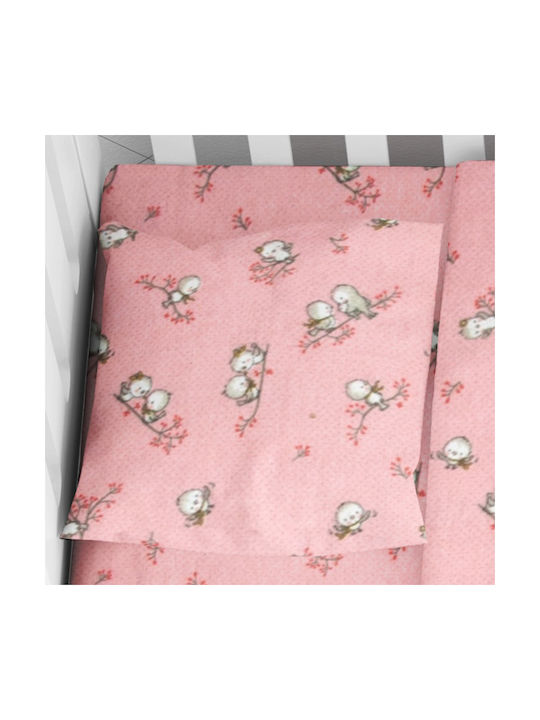Dimcol Fitted Baby Sheets Birds Pink 70x140cm