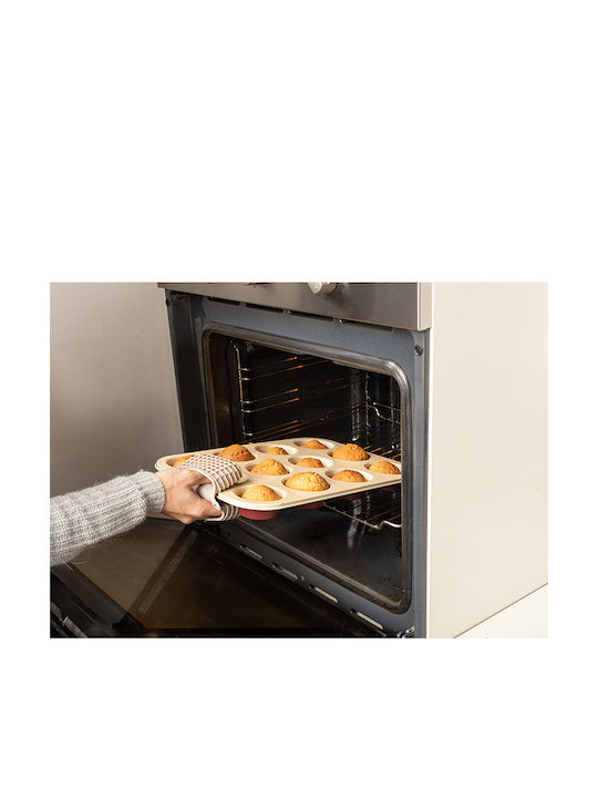 Nava Terrestrial Φόρμα Ζαχαροπλαστικής για Cupcakes/Muffins από Αλουμίνιο 12 Θέσεων 35x26.5x3εκ. Μπεζ