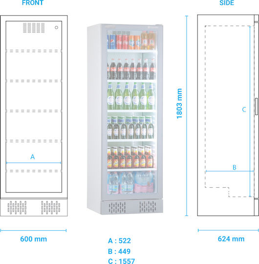 Klimaitalia ICool 40 Beverage Refrigerator 382L Single Door Height 178cm Width 59.5cm Length 62.4cm White
