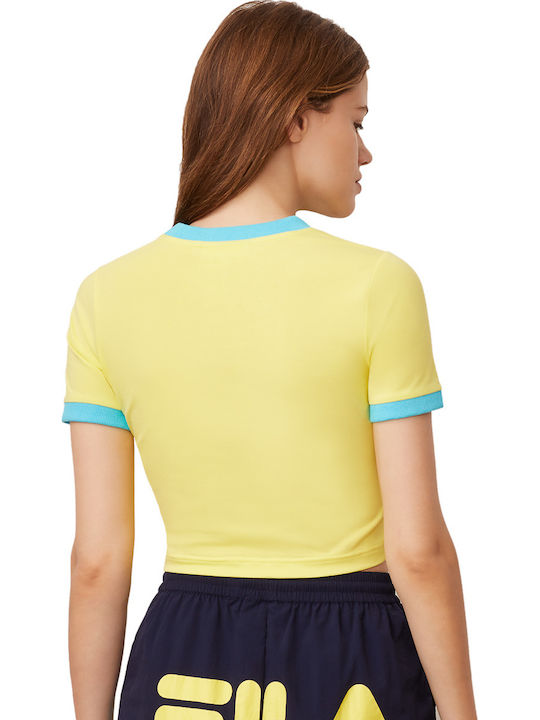 Tionne Women's Summer Crop Top Cotton Short Sleeve Yellow