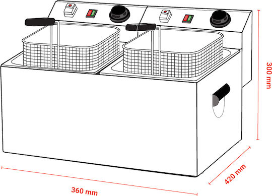 RM Gastro Фритюрница Електрическа 6кВт Капацитет 5лт 36x42x30см