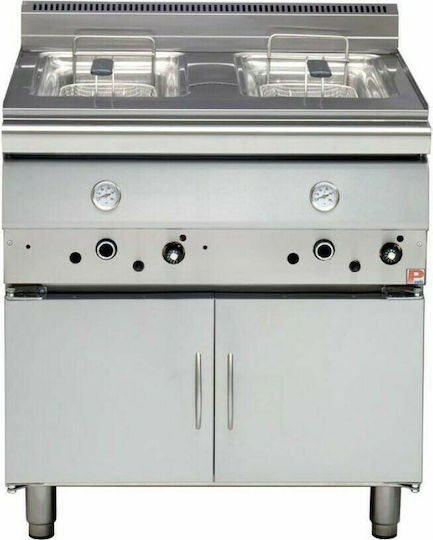 Panaritis Fryer Gas Double 14kW Capacity 2x8lt 80x70x34cm