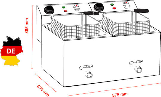 Bartscher Elektrische Fritteuse Doppel 6.6kW Kapazität 2x9lt 57.5x53x38.5cm Snack IV Plus