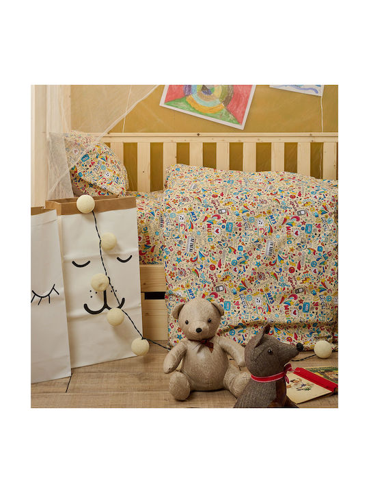 Cokitex Baby Music Baby Sheets Set Crib Cotton Multicolored 120x160cm 3pcs