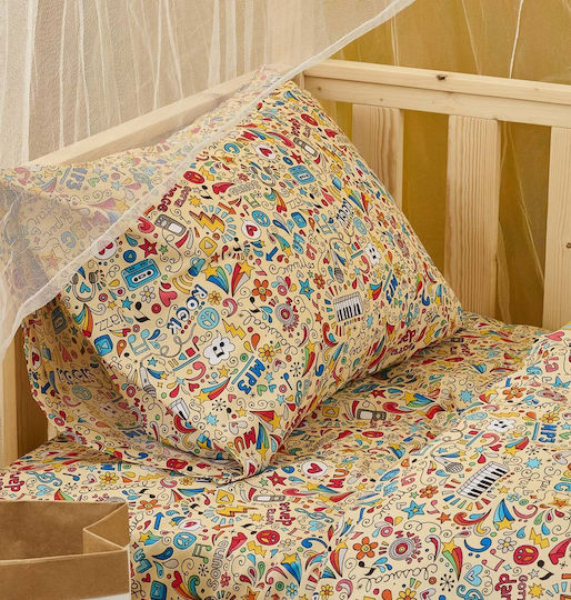 Cokitex Baby Music Baby Sheets Set Crib Cotton Multicolored 120x160cm 3pcs