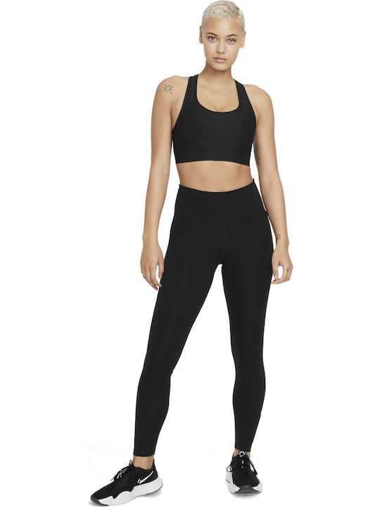 Swoosh Seamless Γυναικείο Αθλητικό Μπουστάκι Μαύρο με Επένδυση
