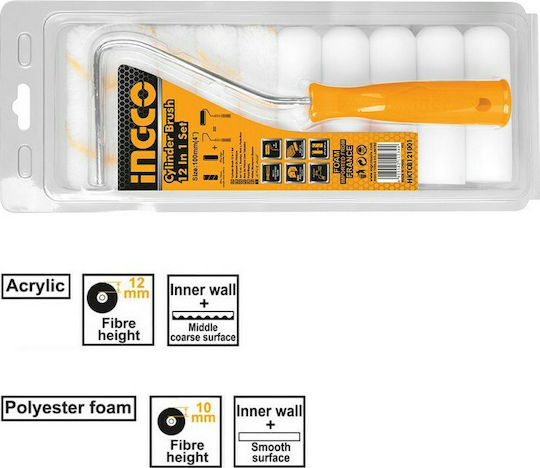 Ingco Ρολό Βαφής Τηλεσκοπικό 10cm με Διάμετρο 12mm