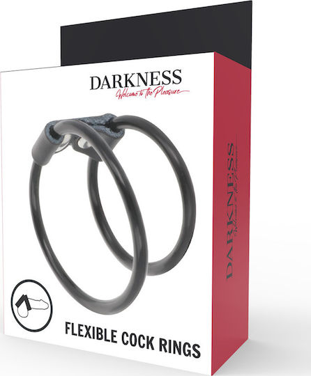 Darkness Leather Double Cock Ring Black