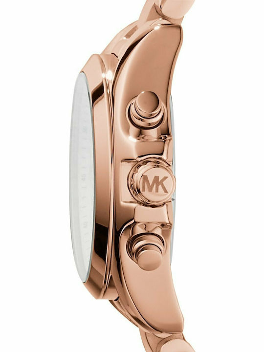 Michael Kors Bradshaw Γυναικείο Ρολόι 36mm Χρονογράφος Μπαταρίας με Ροζ Χρυσό Μεταλλικό Μπρασελέ