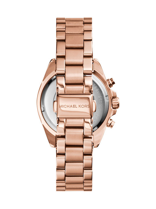 Michael Kors Bradshaw Γυναικείο Ρολόι 36mm Χρονογράφος Μπαταρίας με Ροζ Χρυσό Μεταλλικό Μπρασελέ