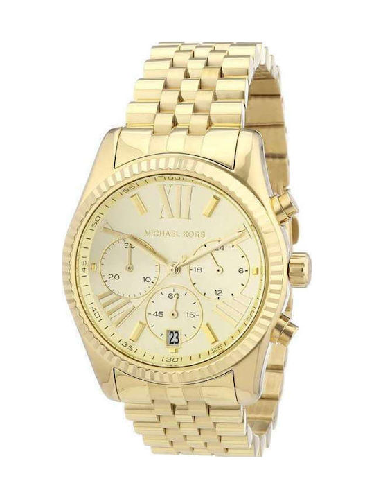 Michael Kors Lexington Women's Watch Chronograph with Gold Metal Bracelet
