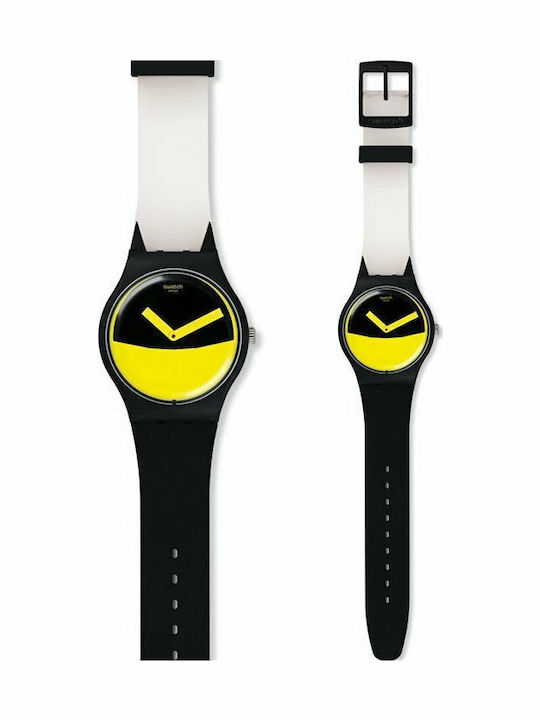 Swatch Flaggermus Herrenuhr 42.7mm Batterie mit Schwarz Kautschukarmband
