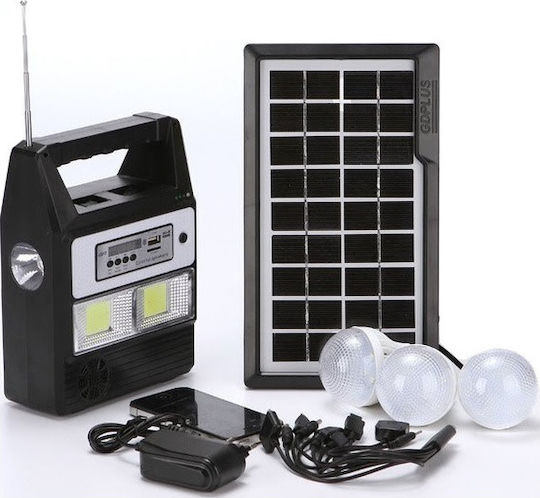 GDPLUS Autonomous Solar Lighting System GD-8216 with Light System , Speaker , Radio , Remote Control , Flash Light & Charger
