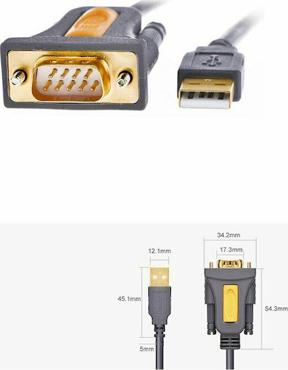 Ugreen Καλώδιο USB-A σε RS232 9-pin male 2m (20222) 1τμχ