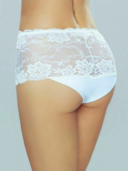 Eldar Viola Hochtailliert Damen Slip mit Spitze Weiß