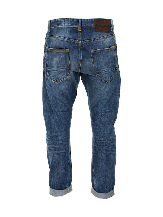 Arion Pantaloni Jeans pentru Bărbați Cropped cu Croială Slim Tapered Albastru