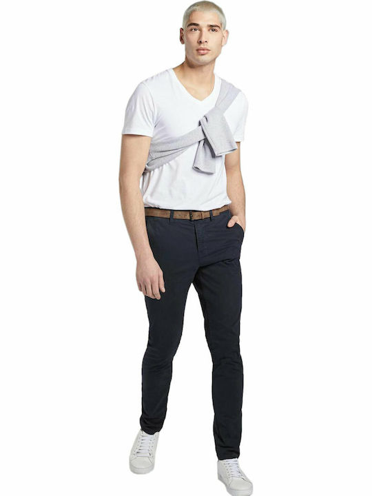 Trousers Chino Elastic in Slim Fit Navy Blue
