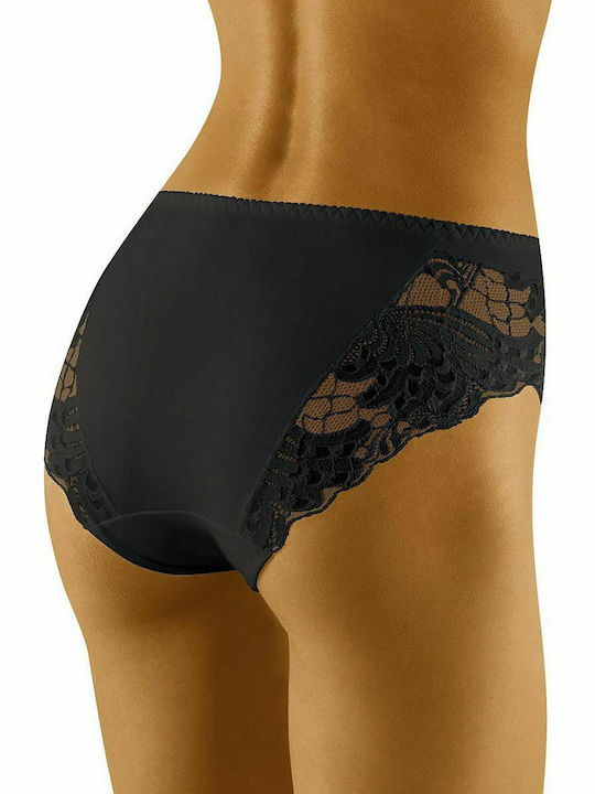 Wolbar Eco-Zo Baumwolle Hochtailliert Damen Slip mit Spitze Schwarz 126431