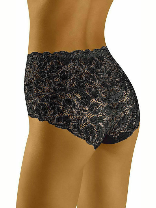 Wolbar Teri Hochtailliert Damen Slip mit Spitze Schwarz 126423