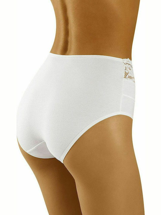 Wolbar Eco-Hi Cotton High-waisted Women's Slip with Lace White 126390