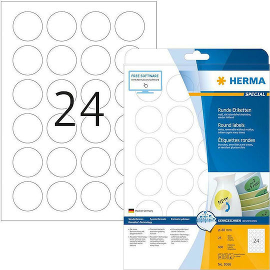 Herma 600 Etichete autoadezive A4 Rotunde 40mm