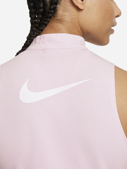 Nike Swoosh Mini Καλοκαιρινό Αμάνικο Αθλητικό Φόρεμα Ροζ