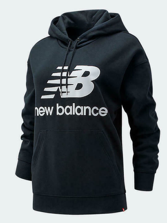 Essentials Stacked Logo Μακρύ Γυναικείο Φούτερ με Κουκούλα Μαύρο