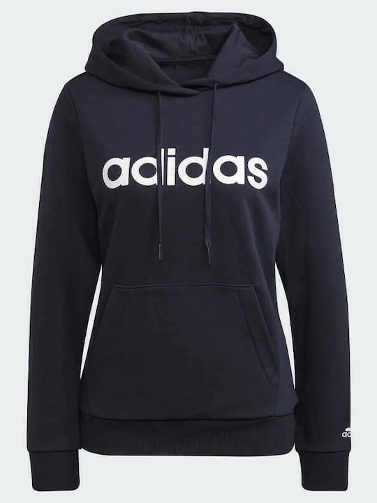 Essentials Μακρύ Γυναικείο Φούτερ με Κουκούλα Navy Μπλε