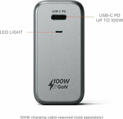Satechi Încărcător Fără Cablu GaN cu Port USB-C 100W Livrarea energiei Gri (ST-UC100WSM-EU)