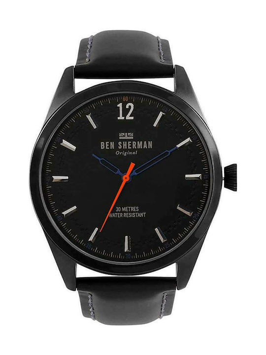 Ben Sherman Spitafields Social Uhr Batterie mit Schwarz Lederarmband