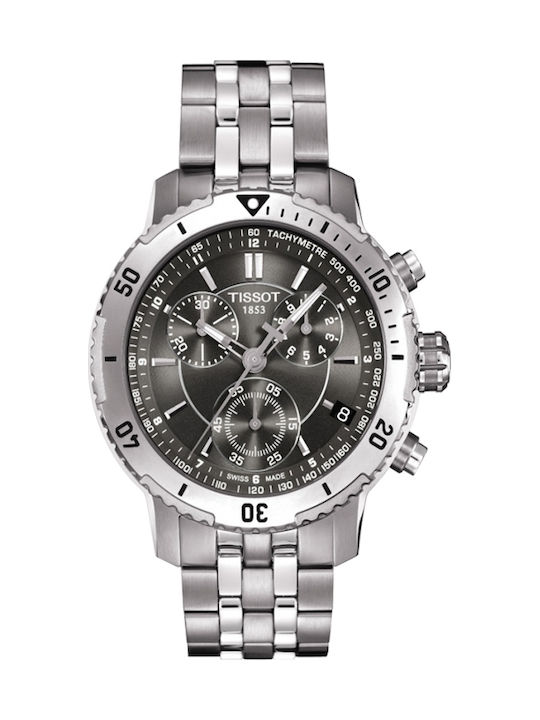 Tissot T-Sport PRS200 Ανδρικό Ρολόι 42mm Χρονογράφος Μπαταρίας με Ασημί Μεταλλικό Μπρασελέ