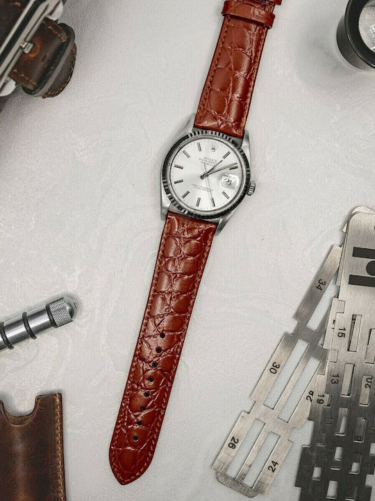 Hirsch Crocograin Medium Lederriemen Tabac Braun 20mm
