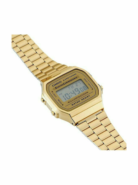 Casio Vintage Iconic Ψηφιακό Ανδρικό Ρολόι 36.3mm Χρονογράφος Μπαταρίας με Χρυσό Μεταλλικό Μπρασελέ