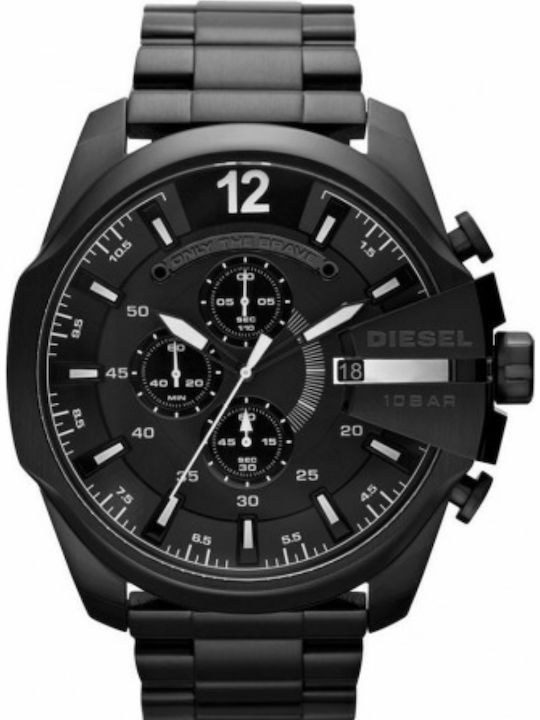 Diesel Mega Chief Men's Watch 51mm Chronograph Battery with Black Metal Bracelet