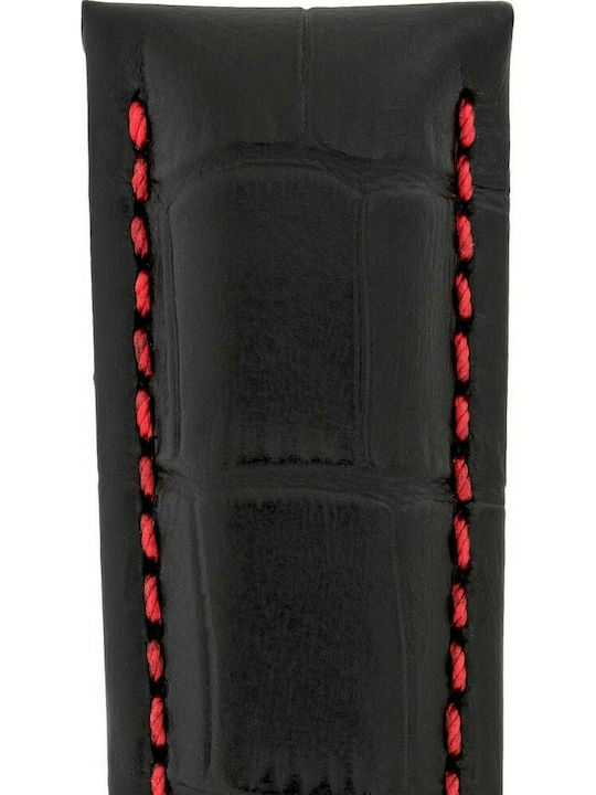Hirsch Grand Duke Long Δερμάτινο Λουράκι Μαύρο 20mm